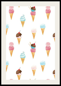 Watercolor illustration of ice creams in pastel colors on white-2