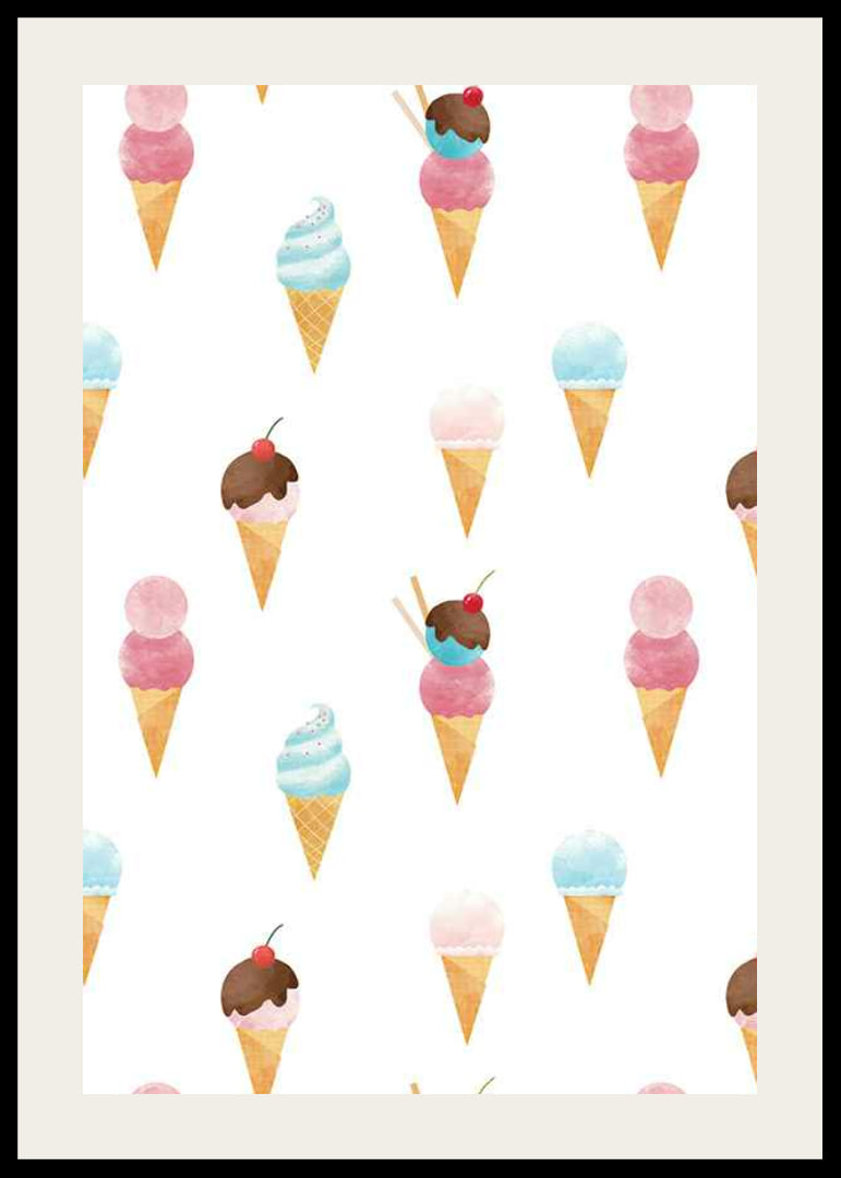 Watercolor illustration of ice creams in pastel colors on white-12