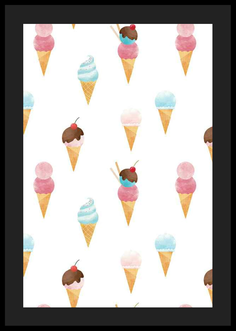 Watercolor illustration of ice creams in pastel colors on white-12