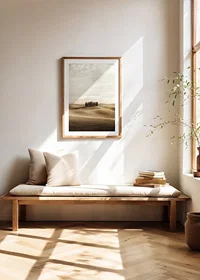 Photograph of cypress trees on rolling fields in beige tones-8
