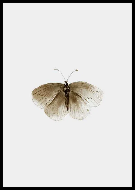 Watercolor illustration of brown butterfly against light background-12
