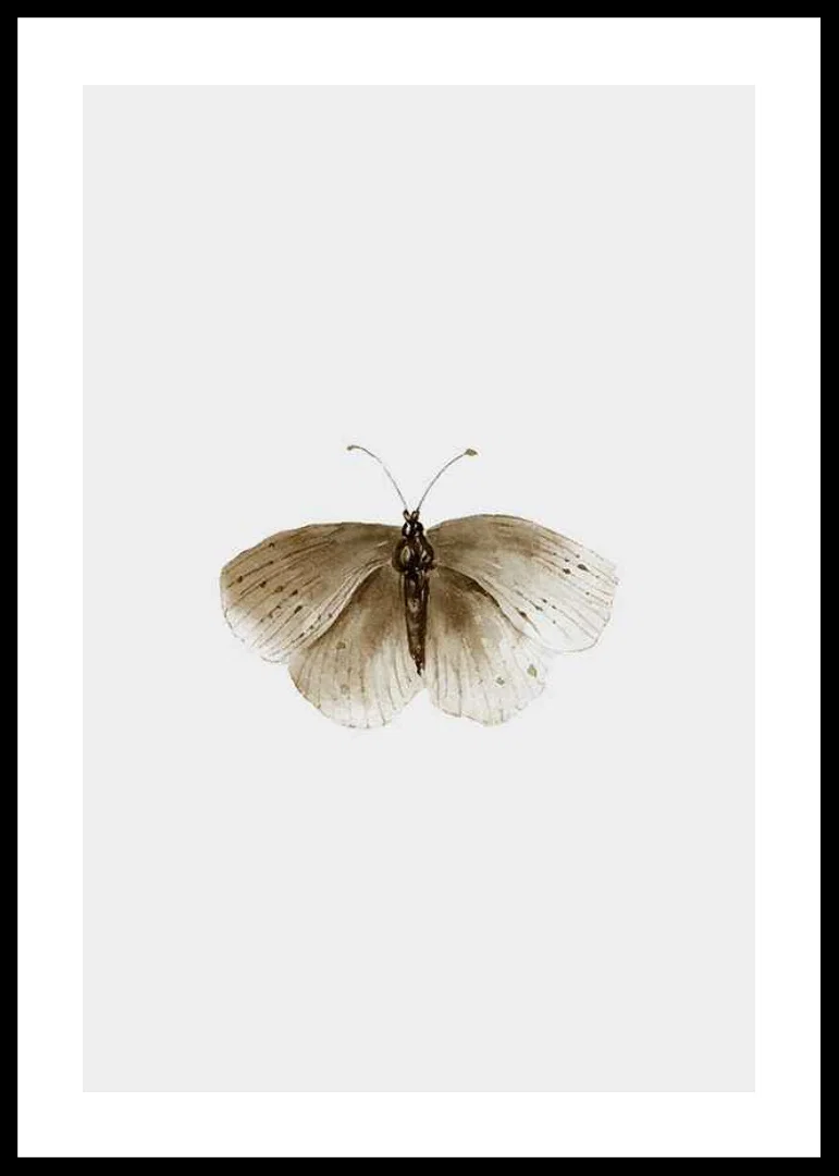 Watercolor illustration of brown butterfly against light background-12