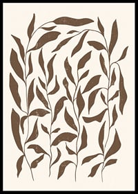 Abstract brown plant shapes against light beige background-6