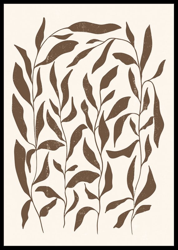 Abstract brown plant shapes against light beige background-12