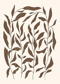 Abstract brown plant shapes against light beige background-7