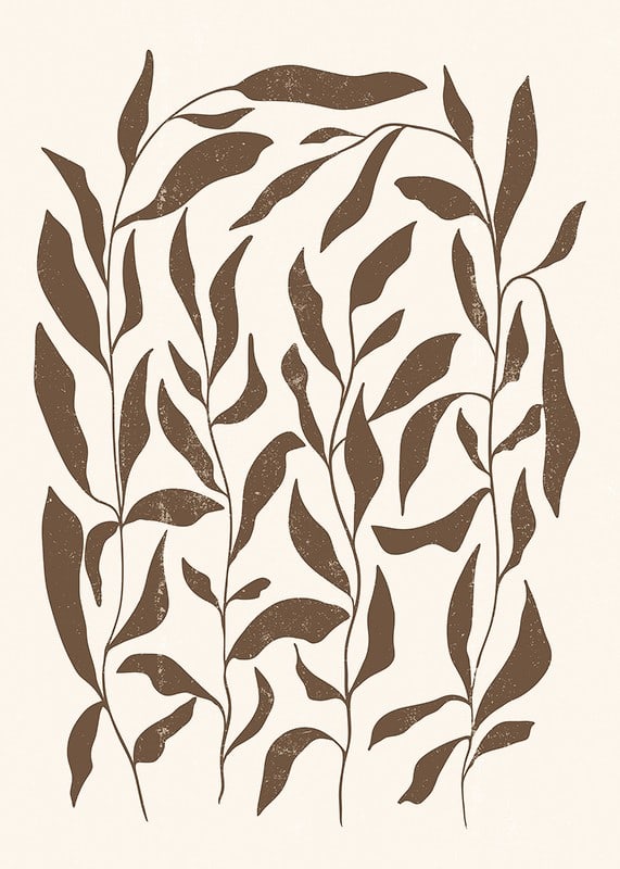Abstract brown plant shapes against light beige background-12