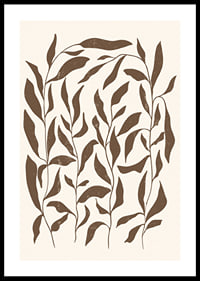 Abstract brown plant shapes against light beige background-0