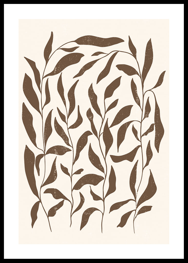 Abstract brown plant shapes against light beige background-12
