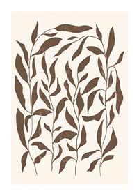 Abstract brown plant shapes against light beige background-1