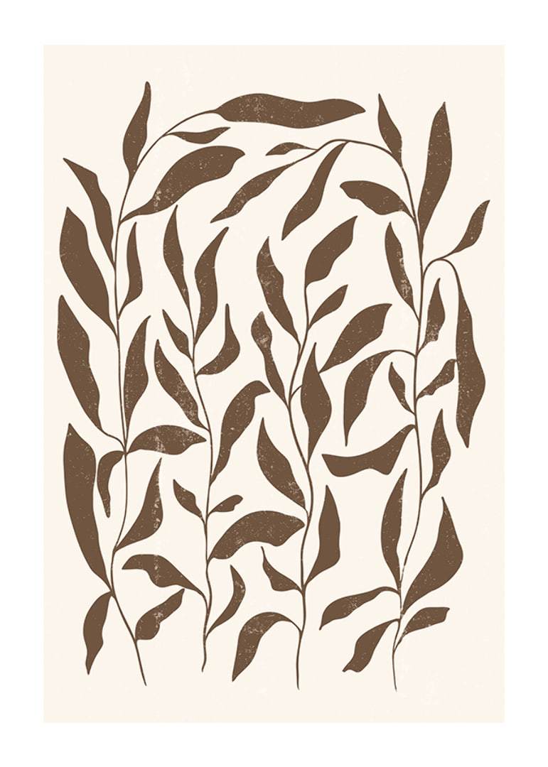Abstract brown plant shapes against light beige background-12