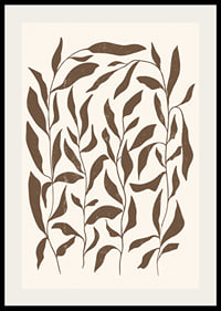 Abstract brown plant shapes against light beige background-2