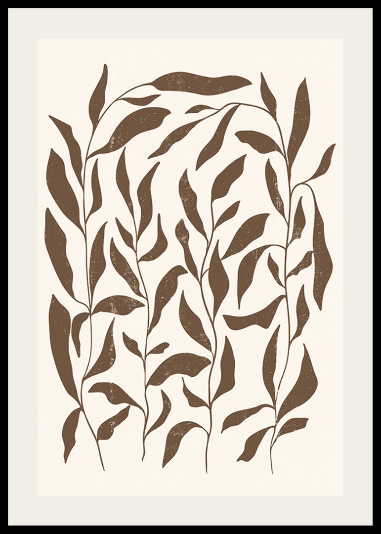 Abstract brown plant shapes against light beige background-12
