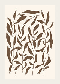 Abstract brown plant shapes against light beige background-3