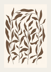 Abstrakta bruna växtformer mot ljus beige bakgrund-3
