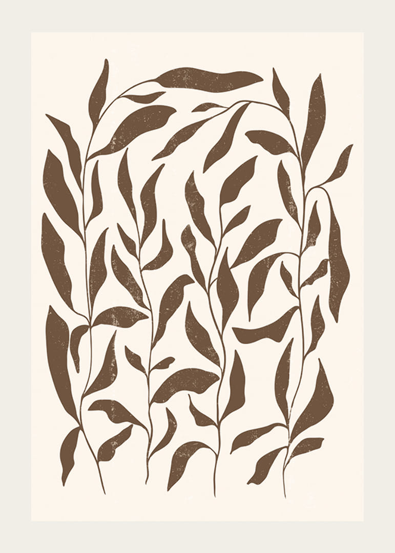 Abstrakta bruna växtformer mot ljus beige bakgrund-12
