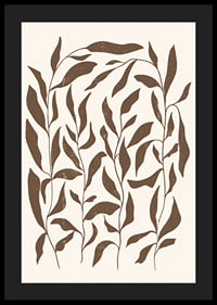 Abstract brown plant shapes against light beige background-4