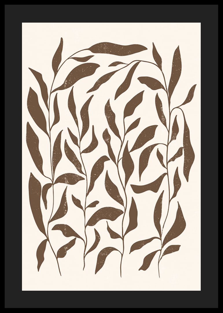 Abstract brown plant shapes against light beige background-12