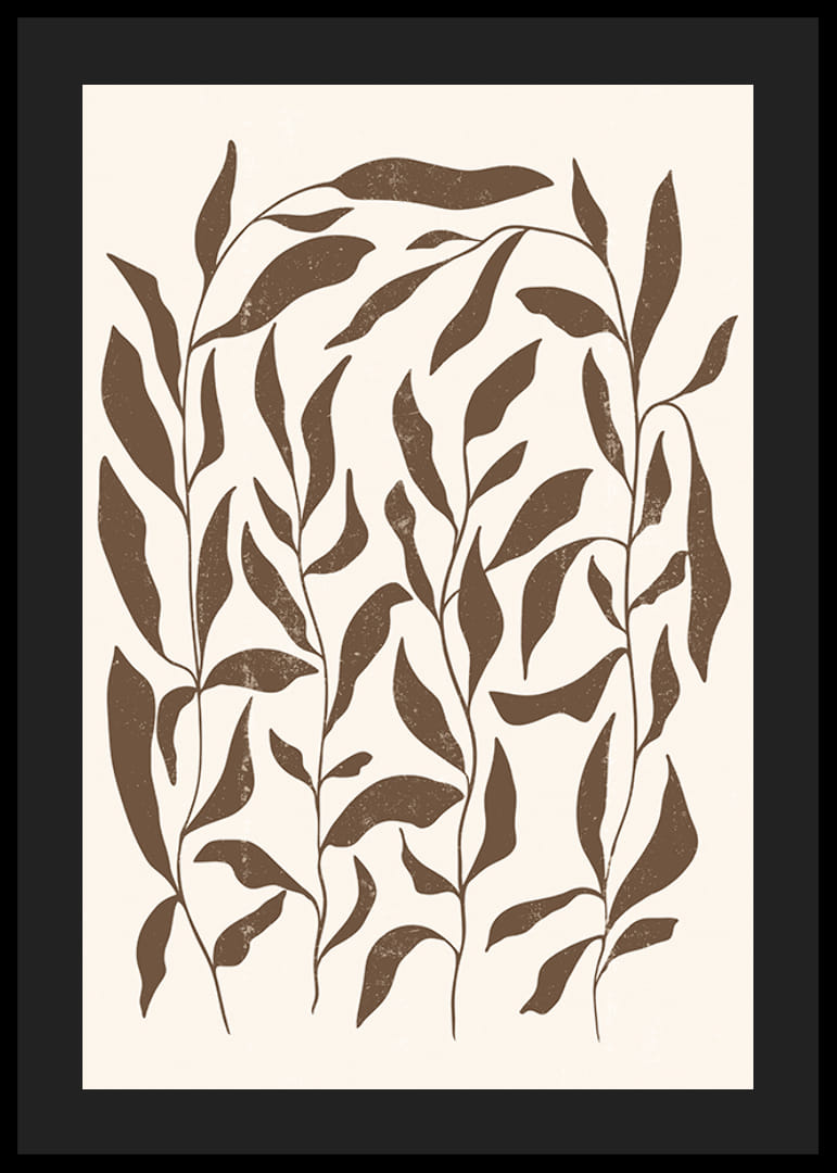 Abstrakta bruna växtformer mot ljus beige bakgrund-12