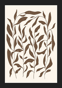 Abstract brown plant shapes against light beige background-5