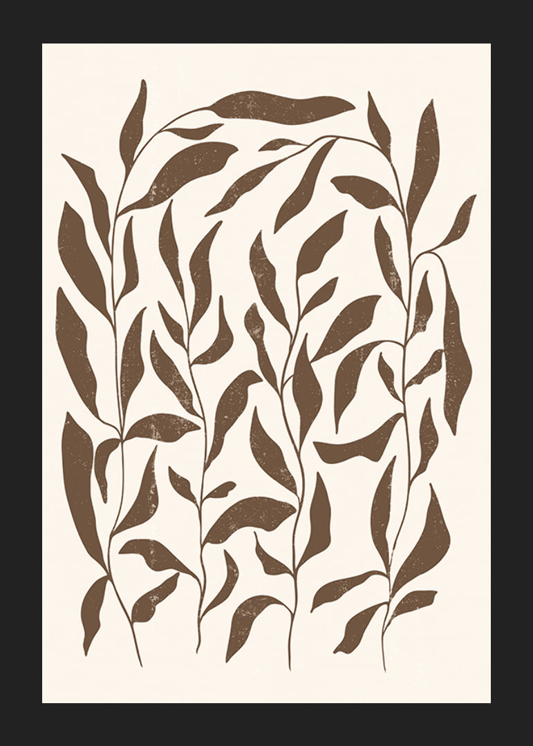Abstract brown plant shapes against light beige background-12