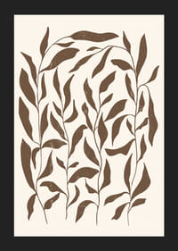 Abstrakta bruna växtformer mot ljus beige bakgrund-5