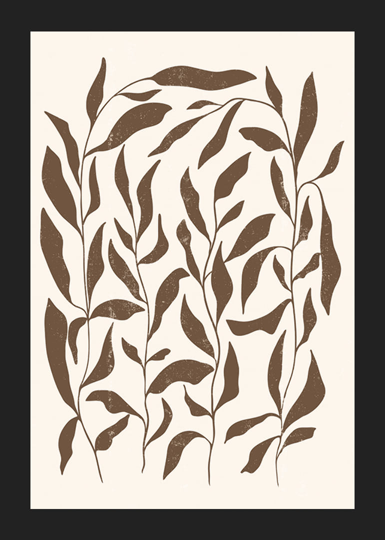 Abstrakta bruna växtformer mot ljus beige bakgrund-12
