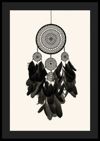 Čierny lapač snov s perím na pieskovom pozadí-4