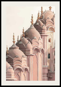 Foto van de roze koepels van Hawa Mahal in Jaipur-2