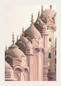 Foto van de roze koepels van Hawa Mahal in Jaipur-3