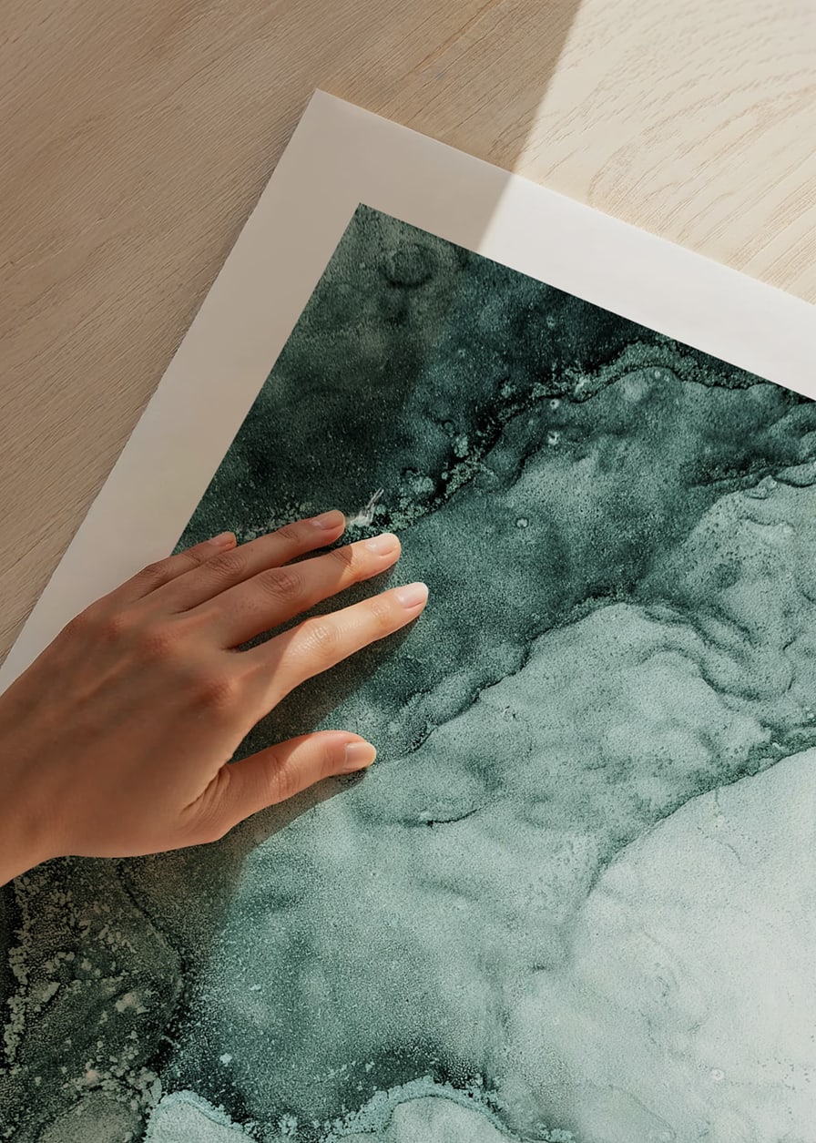 Abstract shapes in turquoise green shades, flowing patterns-12