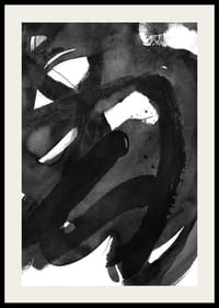 Abstrakte schwarze Pinselstriche in Aquarell auf weißem Hintergrund-2