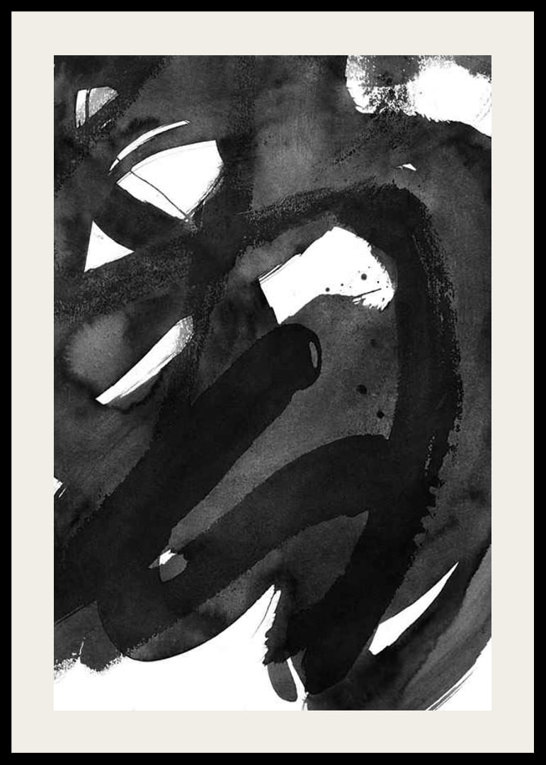 Abstrakte schwarze Pinselstriche in Aquarell auf weißem Hintergrund-12