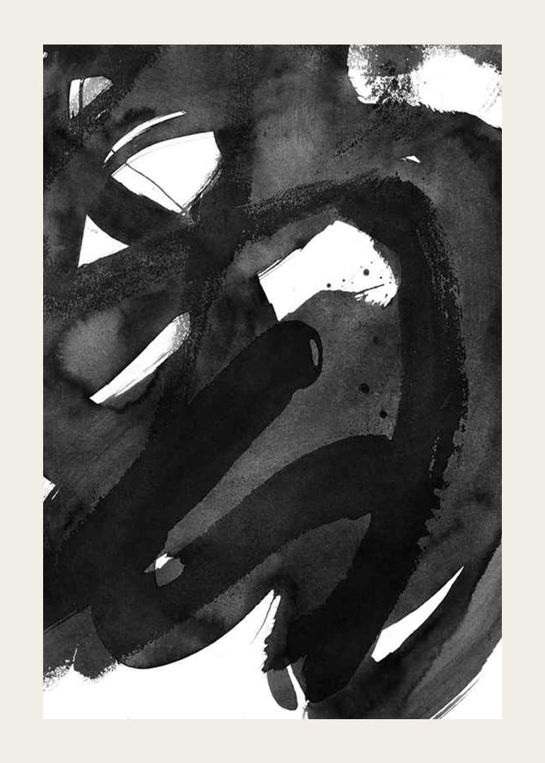 Abstrakte schwarze Pinselstriche in Aquarell auf weißem Hintergrund-12