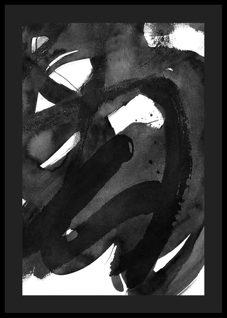 Abstrakte schwarze Pinselstriche in Aquarell auf weißem Hintergrund-12