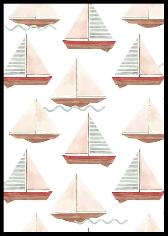 Aquarell von Segelbooten im Muster mit Pastellfarben-12