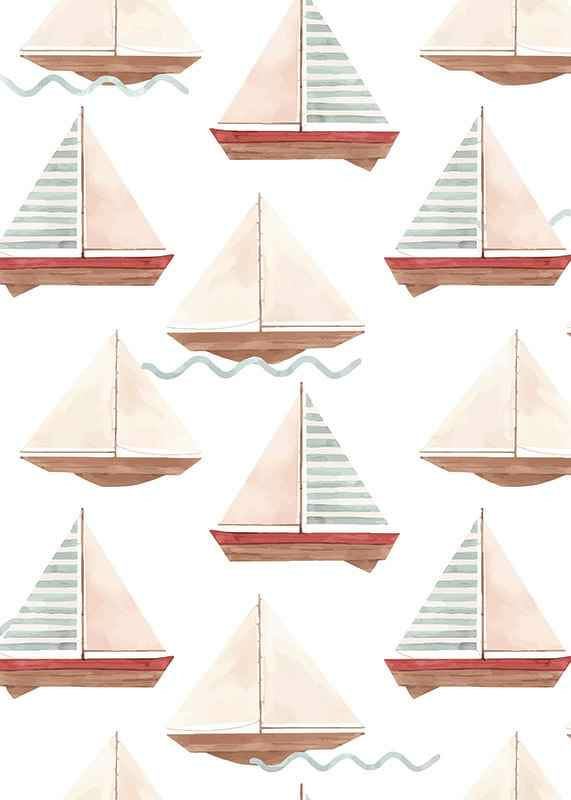 Aquarell von Segelbooten im Muster mit Pastellfarben-12
