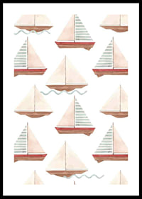 Aquarell von Segelbooten im Muster mit Pastellfarben-0