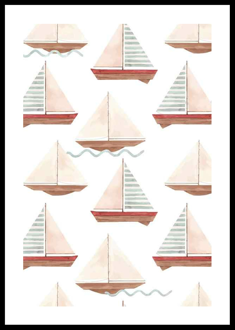 Aquarell von Segelbooten im Muster mit Pastellfarben-12