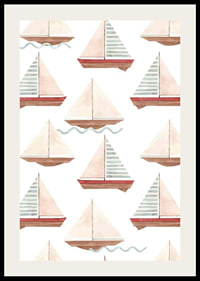 Aquarell von Segelbooten im Muster mit Pastellfarben-2