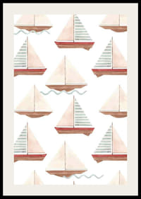 Aquarelle de voiliers en motif aux couleurs pastel-2