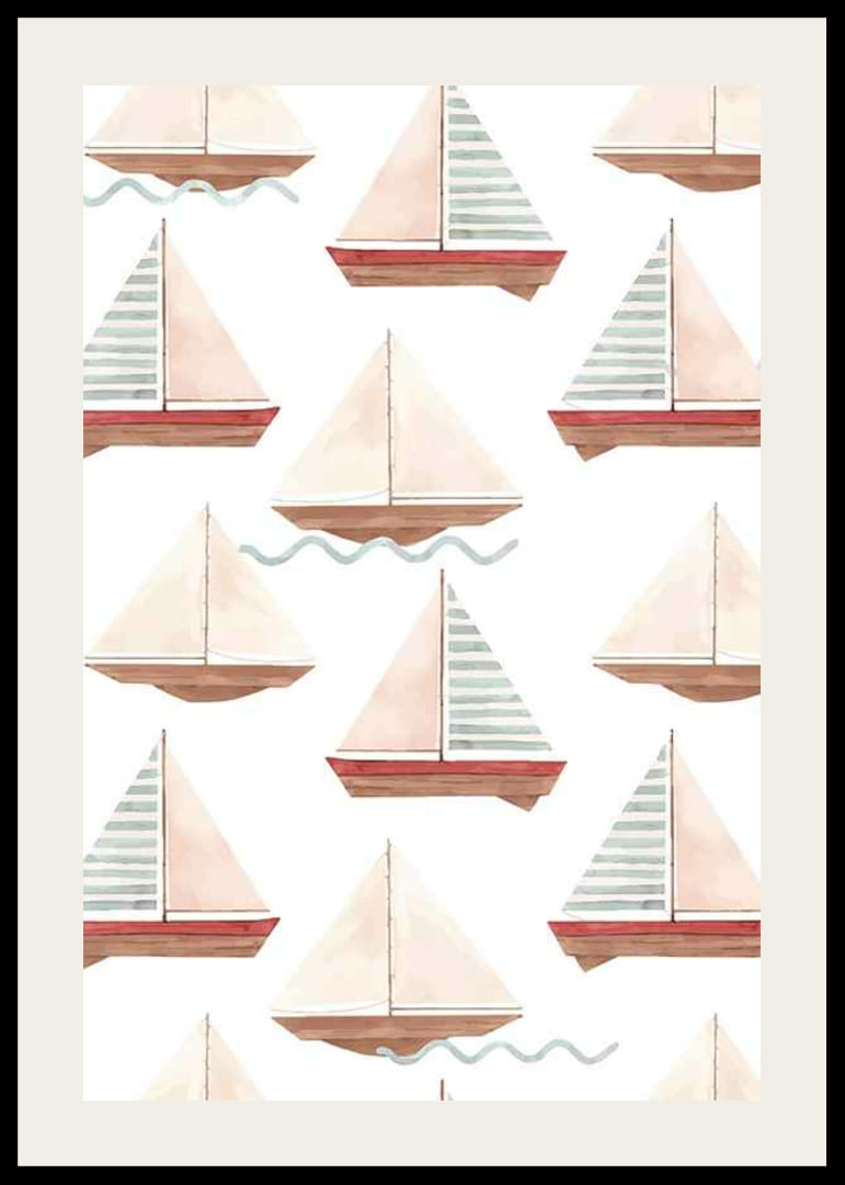 Aquarelle de voiliers en motif aux couleurs pastel-12