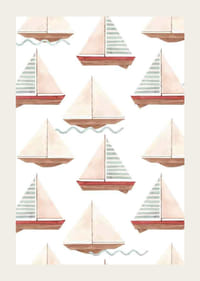 Aquarelle de voiliers en motif aux couleurs pastel-3