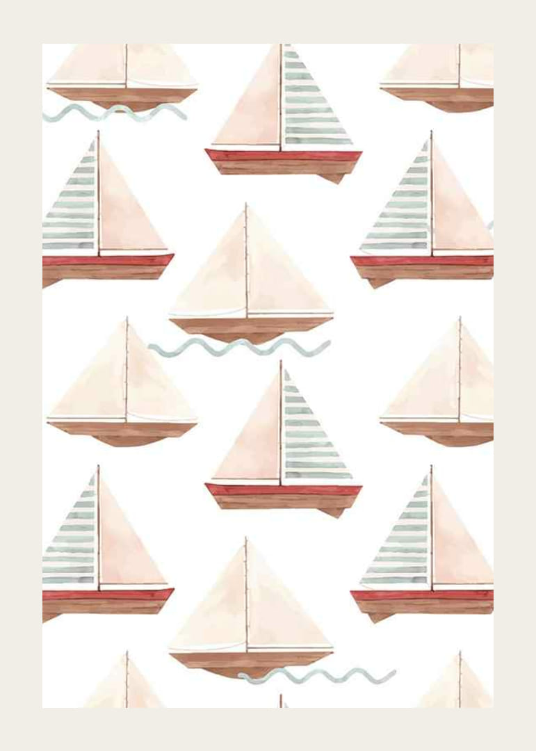 Aquarelle de voiliers en motif aux couleurs pastel-12