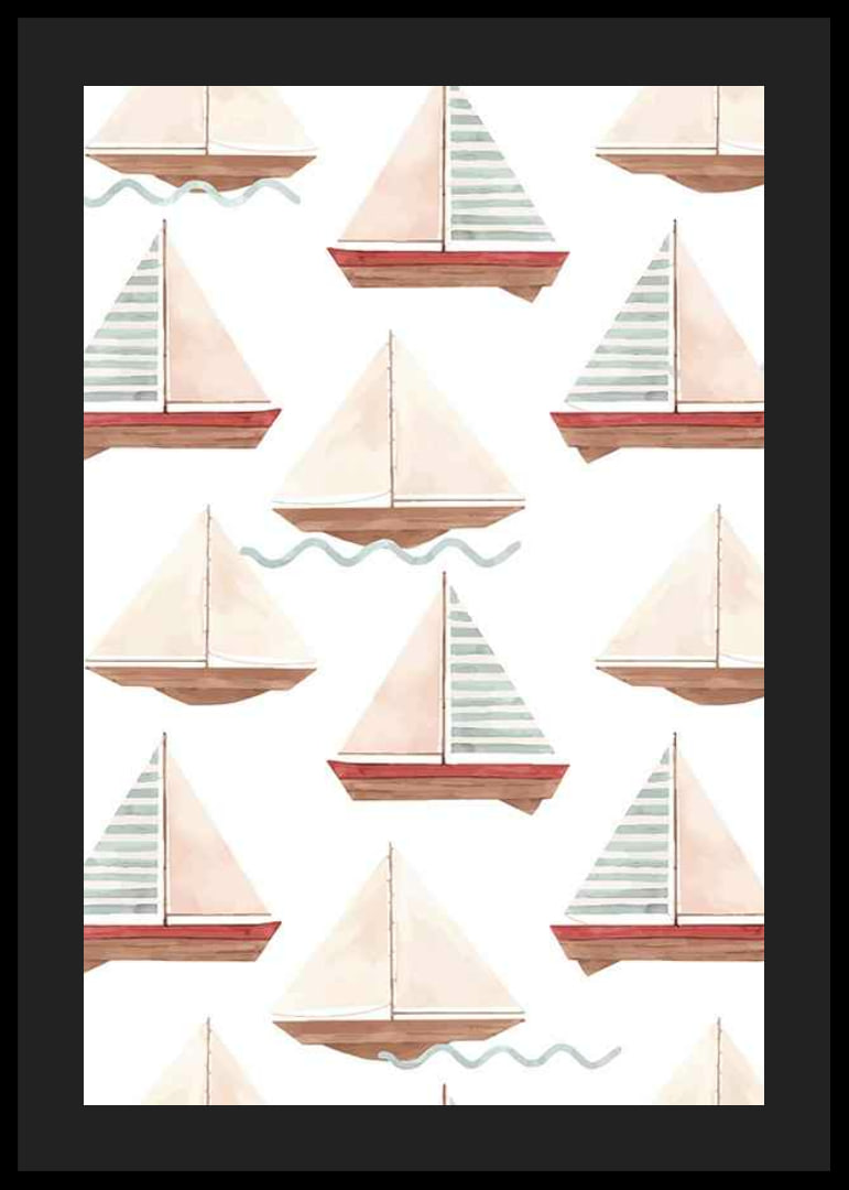 Aquarell von Segelbooten im Muster mit Pastellfarben-12