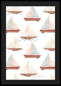 Aquarelle de voiliers en motif aux couleurs pastel-4