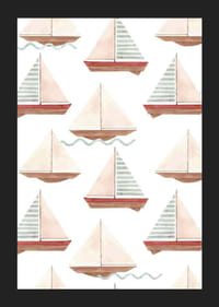 Aquarelle de voiliers en motif aux couleurs pastel-5