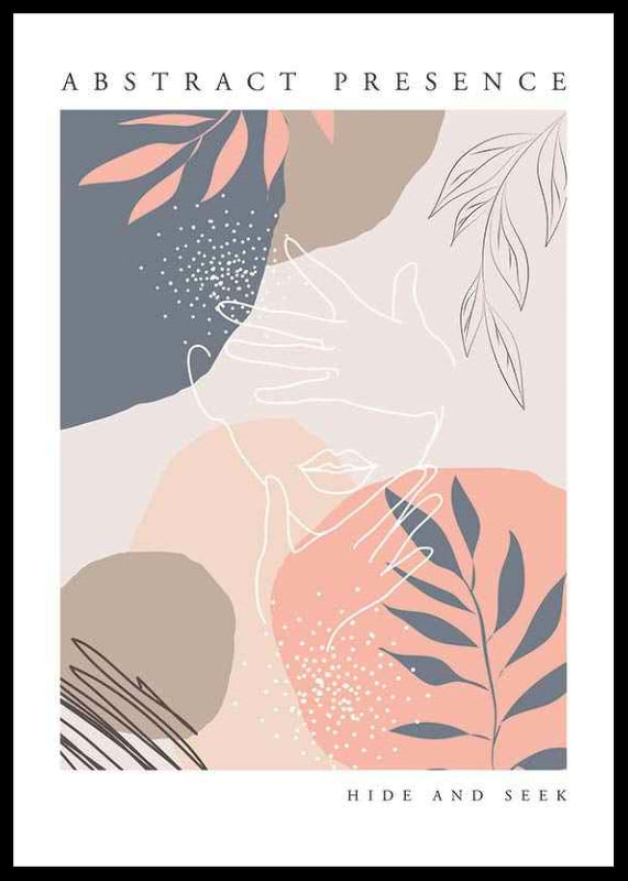 Abstract illustration of hands and leaves in pastel colors-12