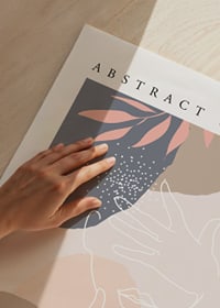 Abstract illustration of hands and leaves in pastel colors-3
