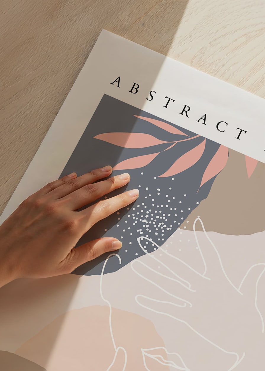 Abstract illustration of hands and leaves in pastel colors-12