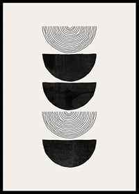 Abstract black half shapes and line pattern on beige-6